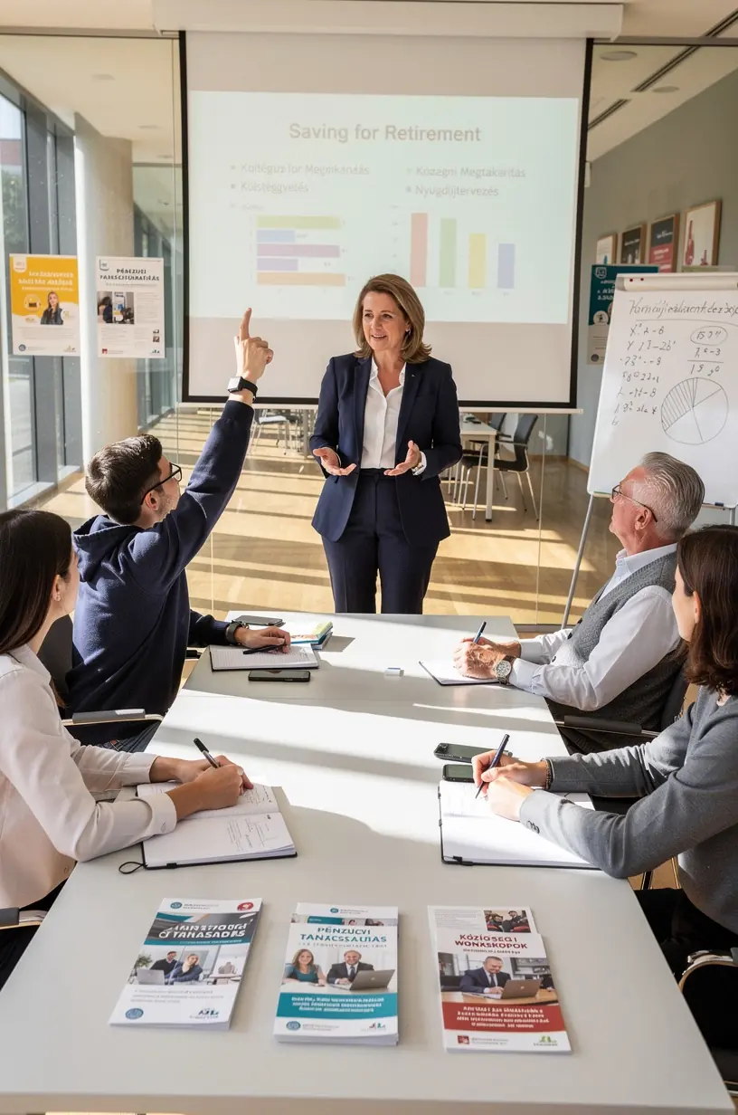Család ül asztal körül, miközben pénzügyi tervezőt használ a havi költségvetés megtervezéséhez.
